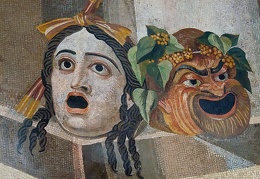 Roman masks mosaic (2547 visits) Mosaic depicting theater masks Roman 2nd century CE
Photographed at the Capitoline Museum, Rome, Ita... Roman masks mosaic