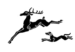 deer-dog for sheetwall (1700 visits) Stag chased by dog from George Bain for Pennsic sheetwall deer-dog for sheetwall