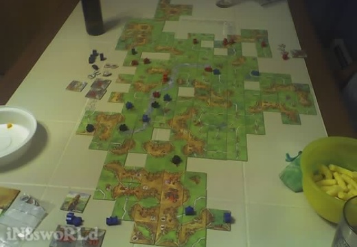 Carcassone_08-29-08_2340 (2470 visits) Carcassonne http://boardgamegeeks.com/game/15158 Carcassonne game with Frank (red) and Gary (blue) a... Carcassone_08-29-08_2340