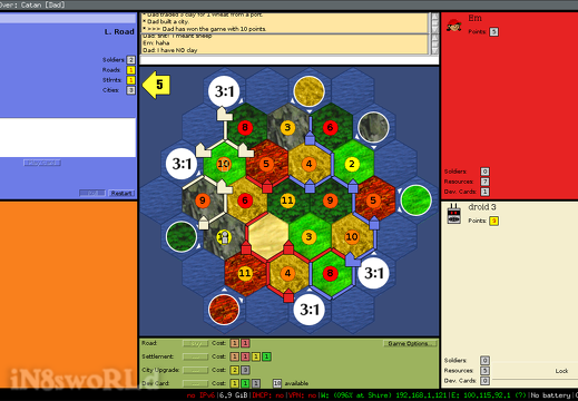 JSettlers game (3073 visits) Em and I had a full game last night. I tried to get JSettlers running on the raspberry pi (it ran o... JSettlers game