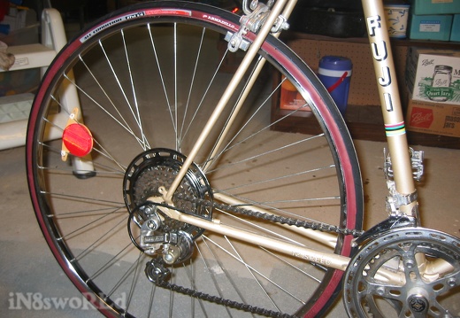 Fuji, new tire detail (513 visits) Bought new tires and tubes for the old Fuji 12 speed and spent some time cleaning it up.
Fuji, new tire detail