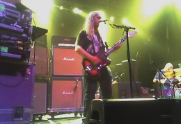 J Mascis of Dinosaur Jr. (829 visits) at Terminal 5
Three Marshall stacks and a Fender twin as a monitor? Somebody is compensating.
J Mascis of Dinosaur Jr.